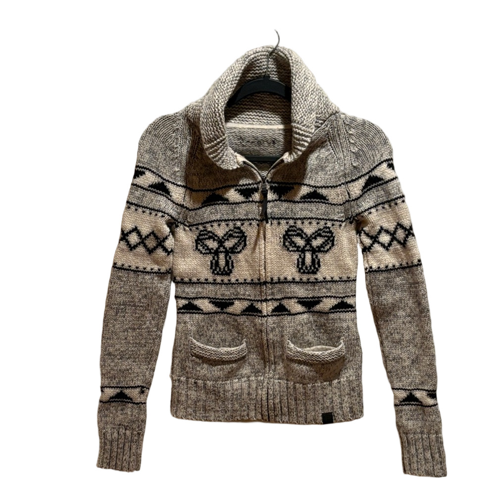 TNA Black and Cream Patterned Cardigan
